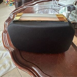 Elegant Black Clutch with Gold Accents